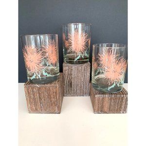 Floral Patterned Lowball Scotch Glasses.